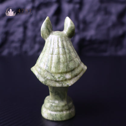 Serpentine Anubis Bust Carving