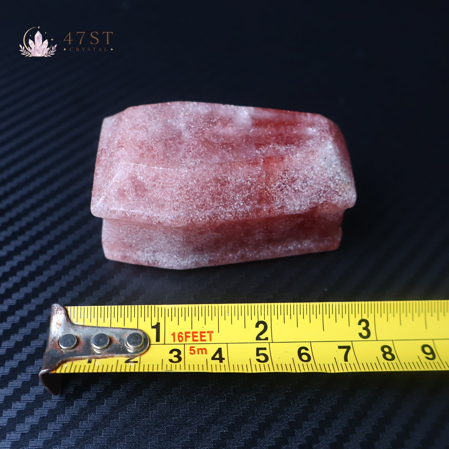 Strawberry Quartz Coffin Carving