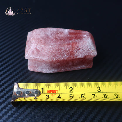 Strawberry Quartz Coffin Carving