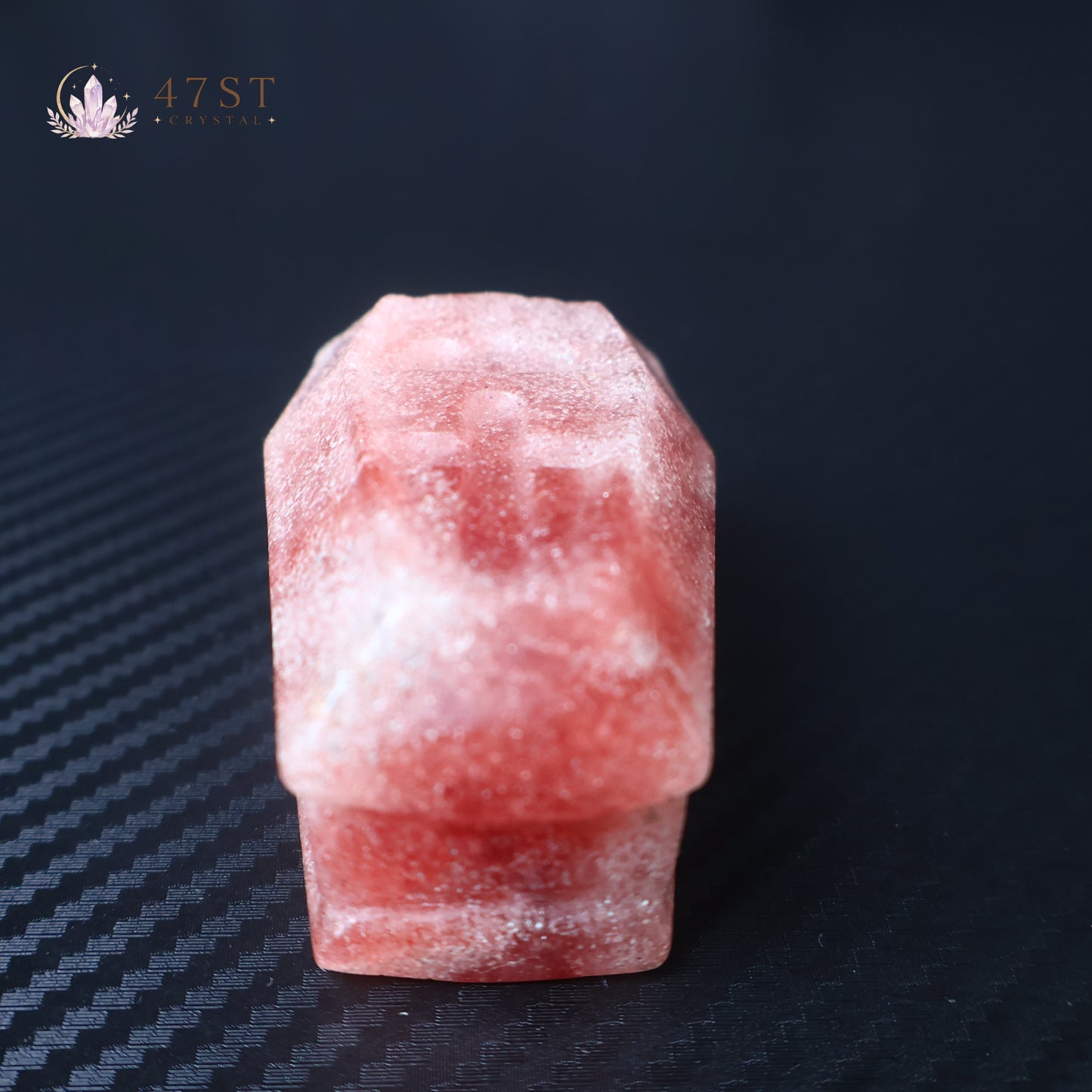 Strawberry Quartz Coffin Carving