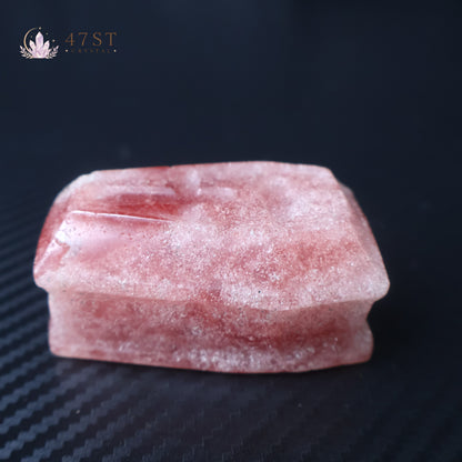 Strawberry Quartz Coffin Carving
