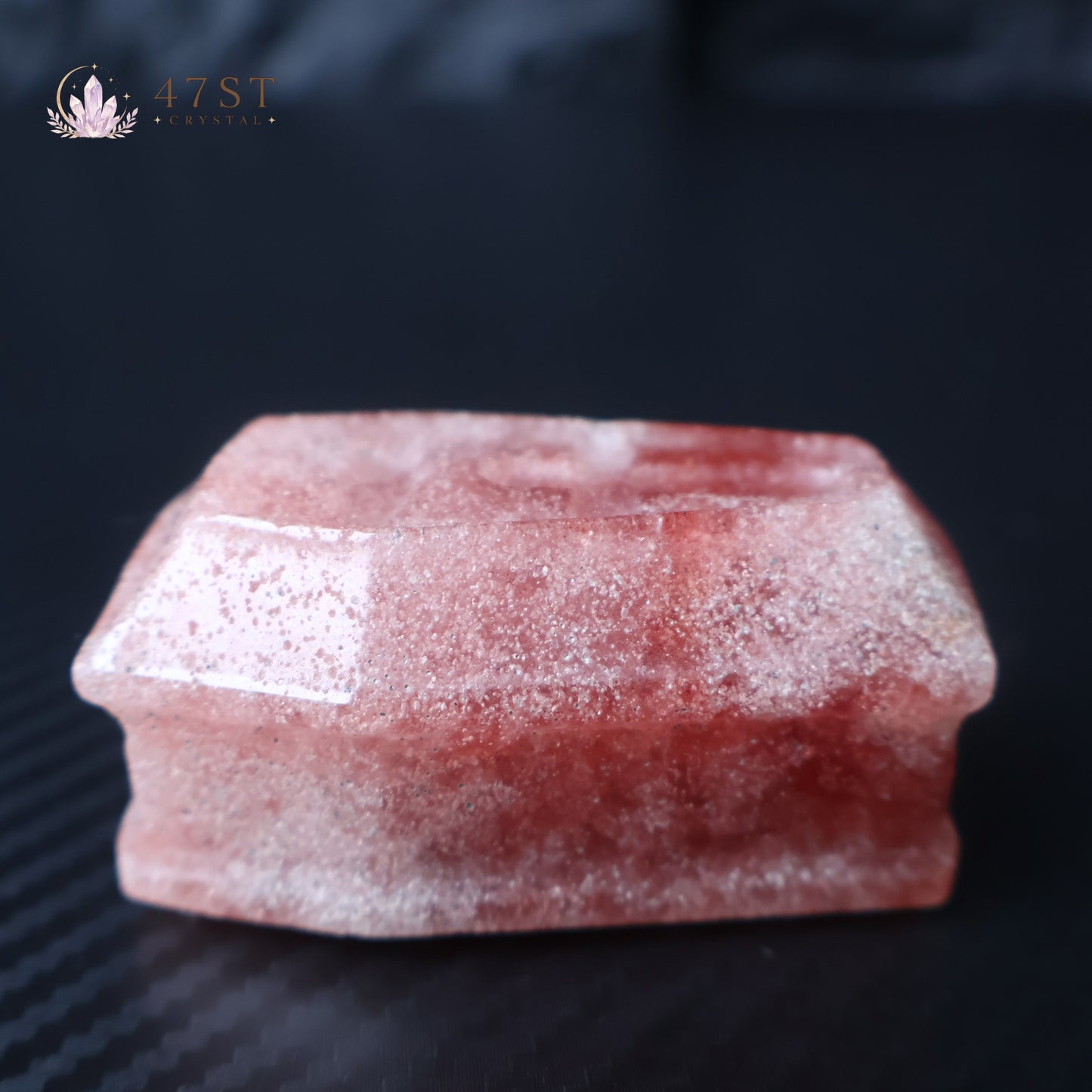 Strawberry Quartz Coffin Carving