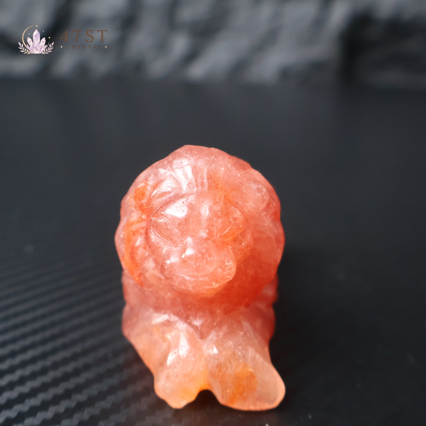 Strawberry Quartz Lion Carving