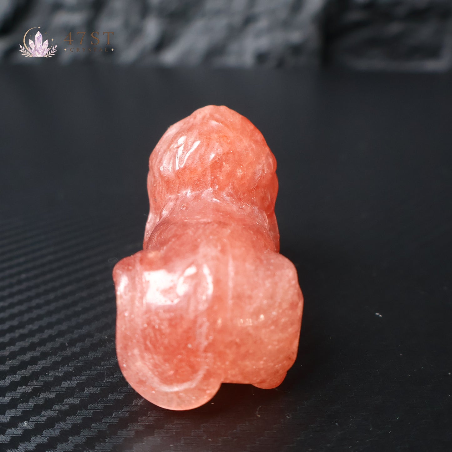 Strawberry Quartz Lion Carving