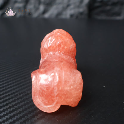 Strawberry Quartz Lion Carving