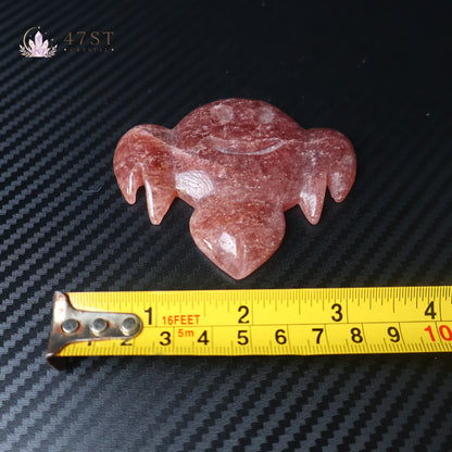 Strawberry Quartz Manta Ray Carving