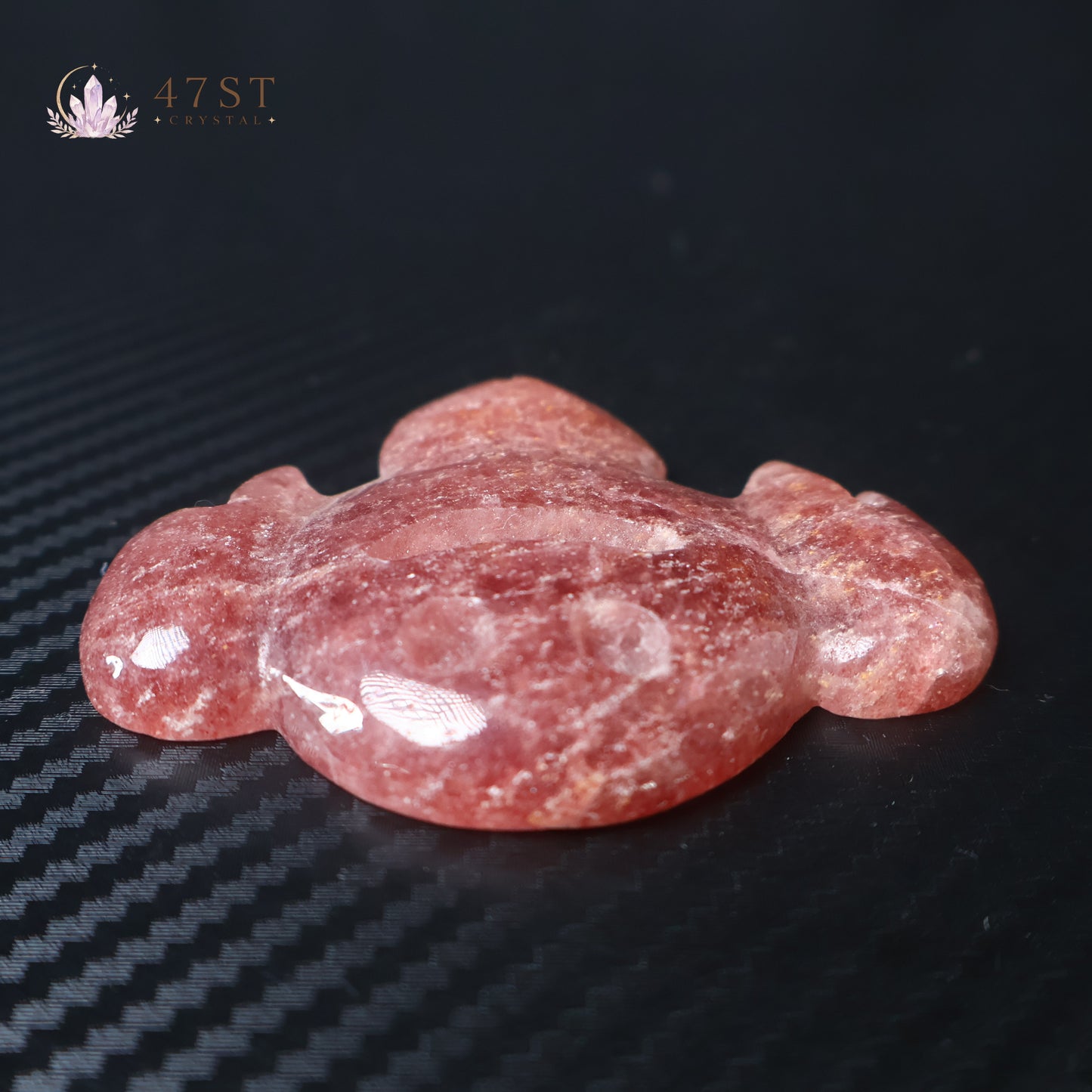 Strawberry Quartz Manta Ray Carving
