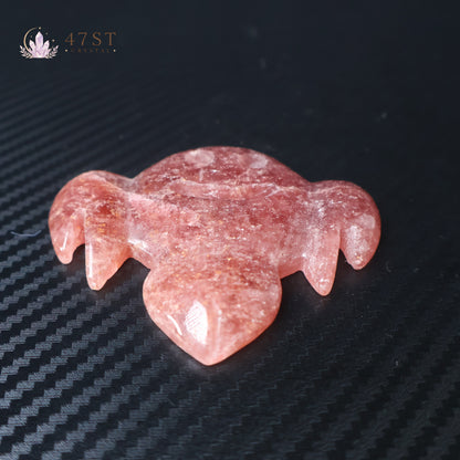 Strawberry Quartz Manta Ray Carving