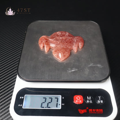 Strawberry Quartz Manta Ray Carving