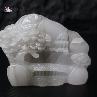 White Jasper Landscape Carving