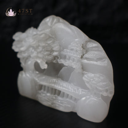 White Jasper Landscape Carving