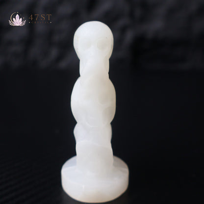 White Jasper Triple Skull Craving
