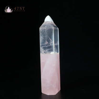 Clear Quartz And Rose Quartz Tower