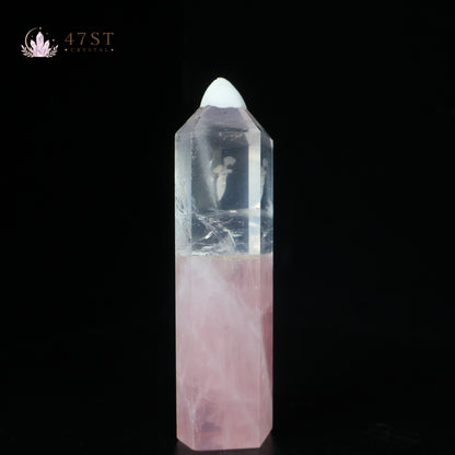 Clear Quartz And Rose Quartz Tower