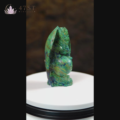 Azurite Dragon Crystal Carving