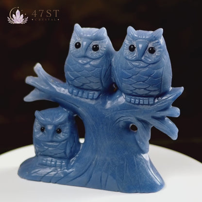 Blue Aventurine Owl Carving