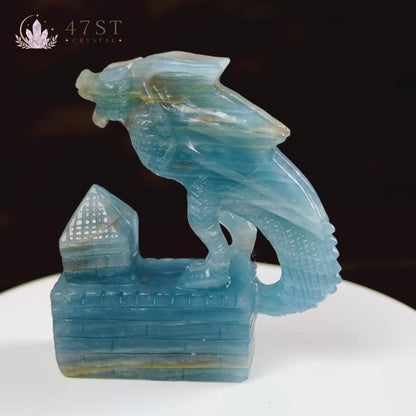 Blue Onyx Dragon Carving