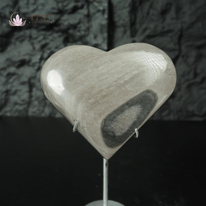 Silver Obsidian Heart