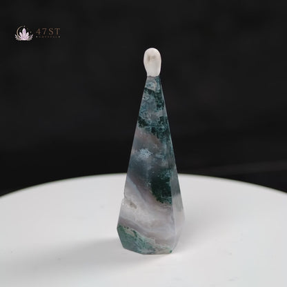 Moss Agate Diamond Carving