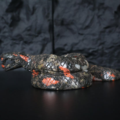 Plum Blossom Jasper Snake Carving
